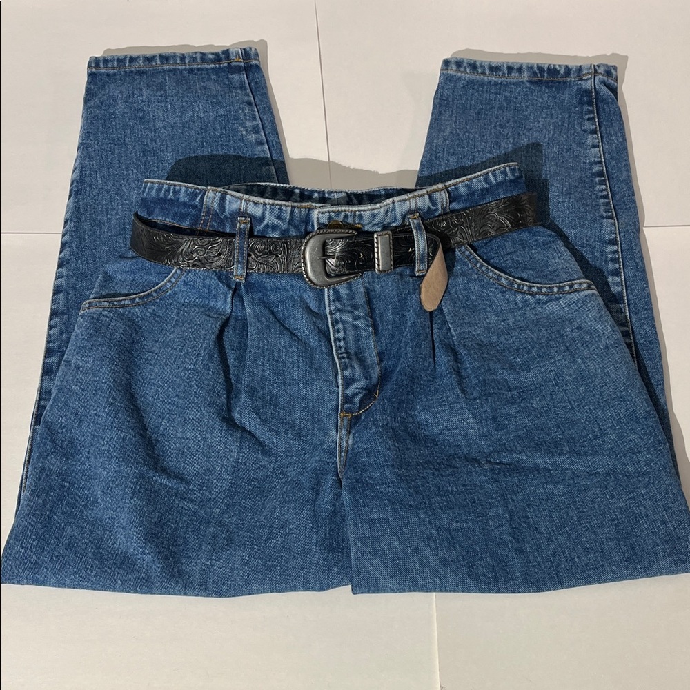 VINTAGE Georges Marciano Guess? Denim Jeans Tapered Barrel sz 12 medium wash